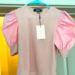 NWT Missguided Pink Puff Sleeve Top